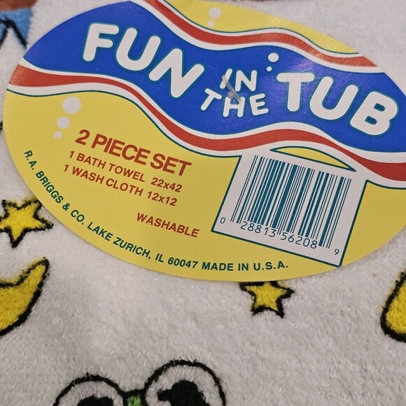 VTG Muppet Babies Kermit Miss Piggy Kids Bath Towel Set Wash Cloth NEW USA Made - Picture 6 of 7